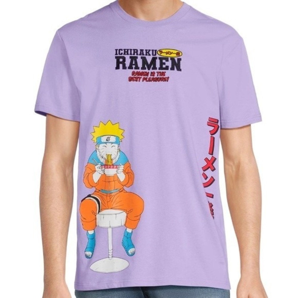 Naruto Shirt Large Purple Ichiraku Ramen Shop Embroidered Graphic Anime 2002 VTG